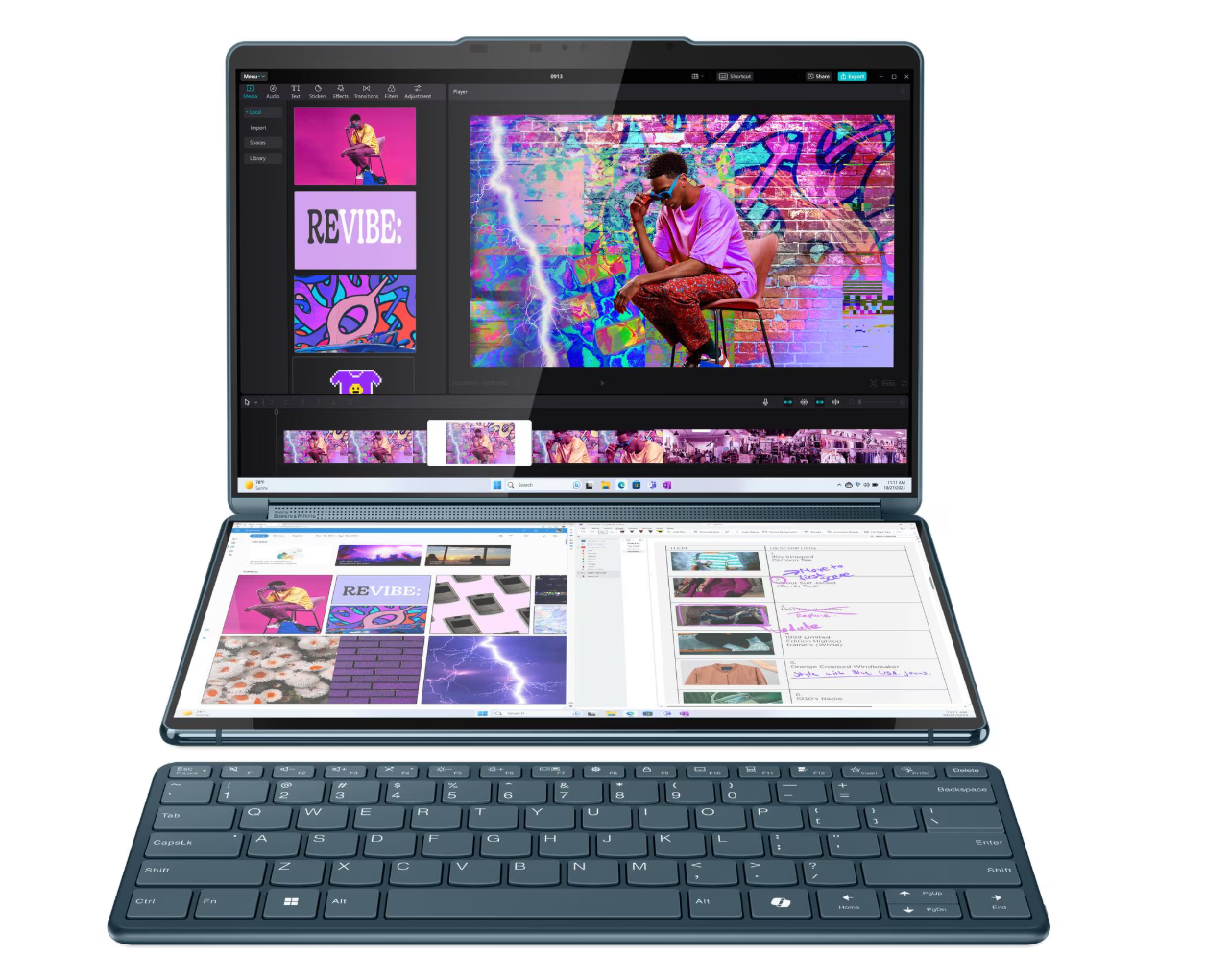 מחשב נייד Yoga Book 9 13IMU9 2x 13.3″ Ultra 7 155H/32G/1TB/Touch/OLED/11P/3YOS