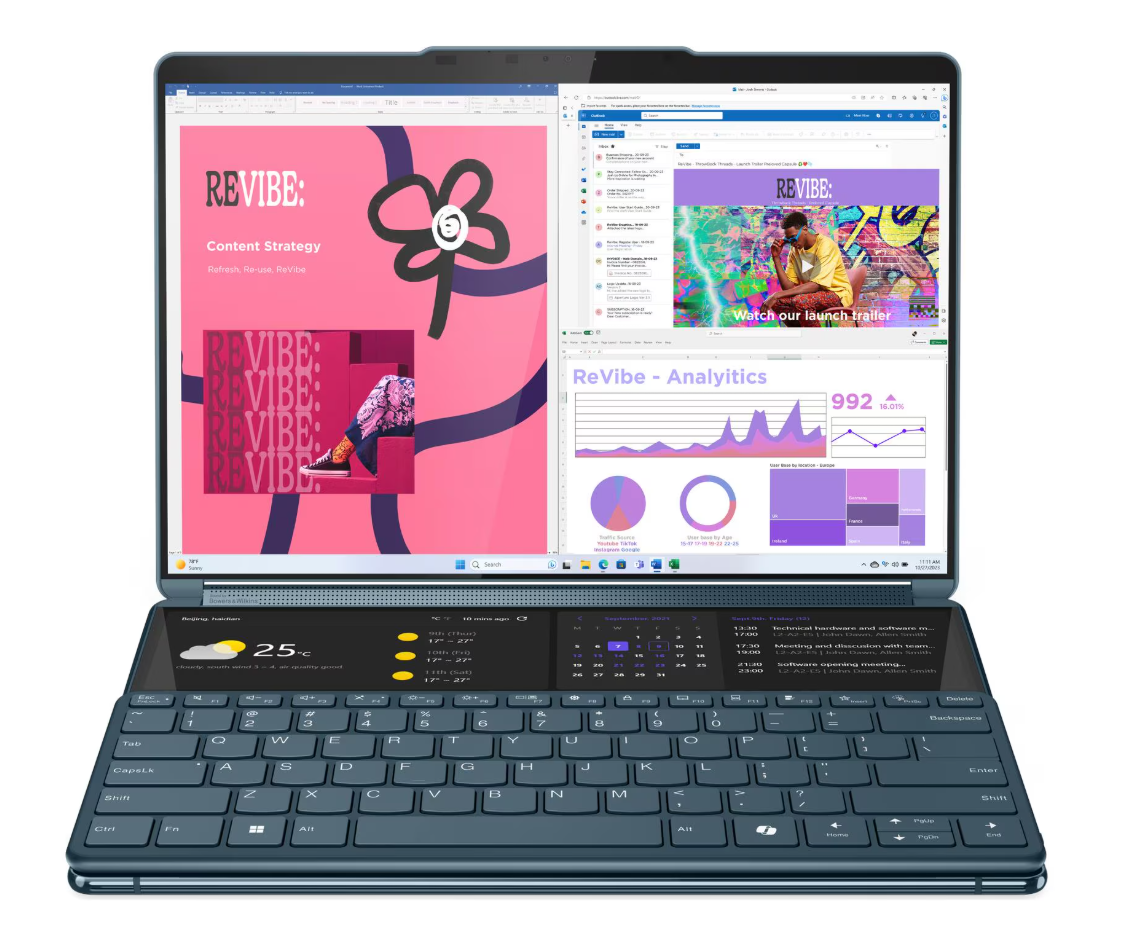 מחשב נייד Yoga Book 9 13IMU9 2x 13.3″ Ultra 7 155H/32G/1TB/Touch/OLED/11P/3YOS
